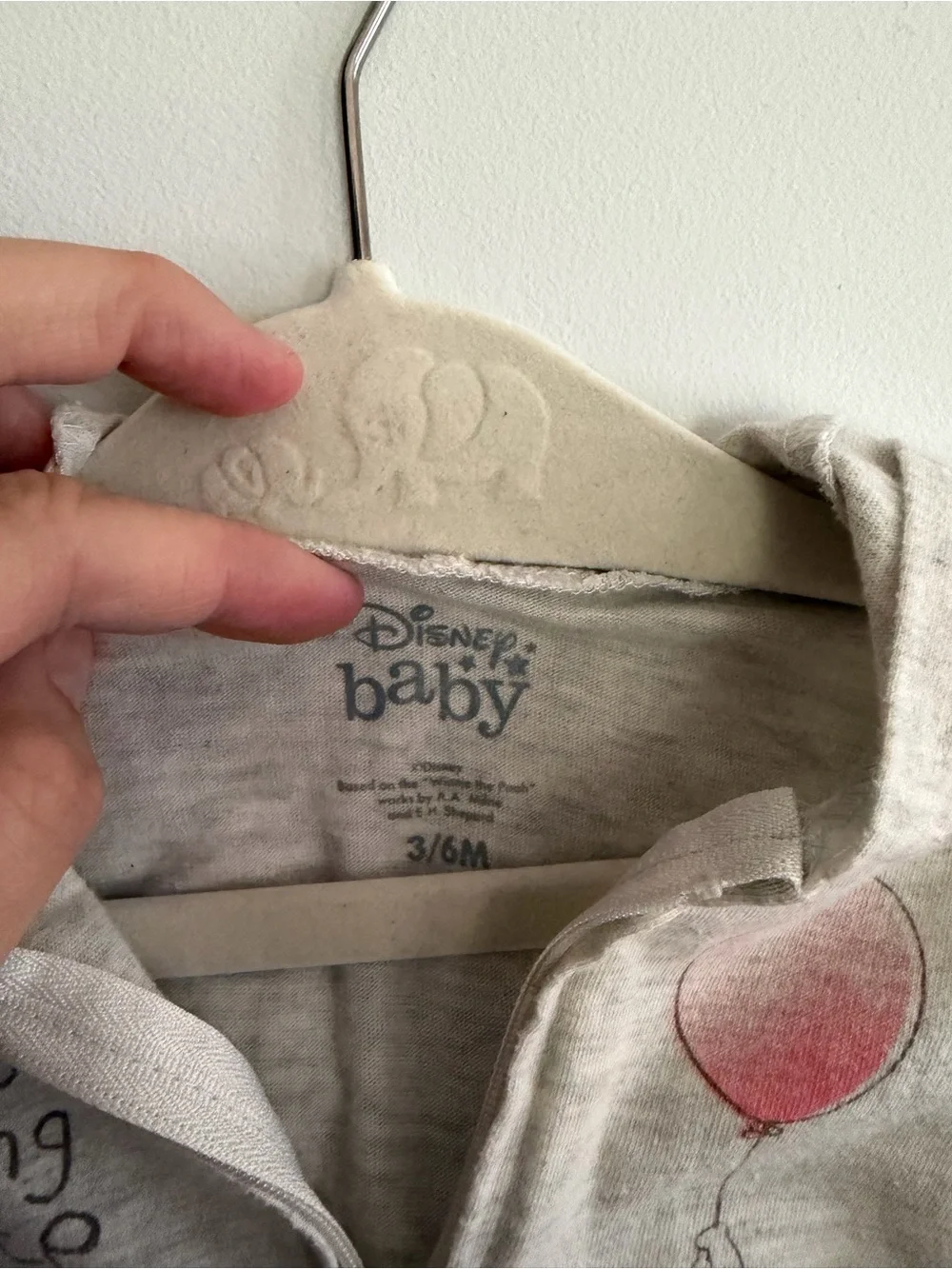 Disney Gray Winnie the Pooh Zip One-Piece with Hood - Busy Beeing Cute